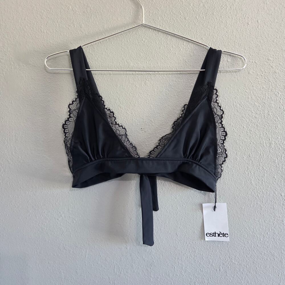 Esthète Gisèle Black Lace Bikini Bralette Top Medium NWT